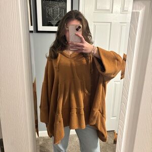 Free People Beach Carina Women's Oversized Fuzzy Poncho Hoodie